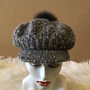 Bettina Newspaper Boy Knit Pom Hat (One Size)